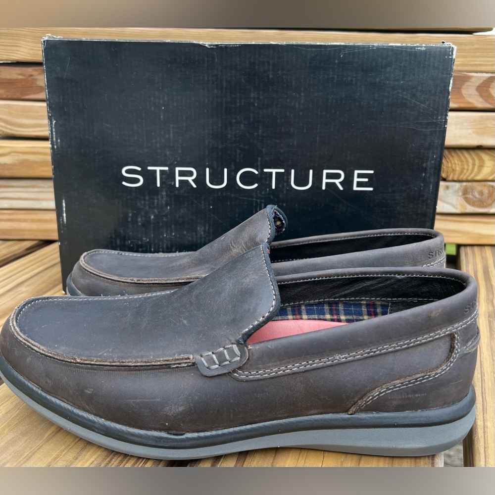 - Structure Sz 10 Vaughn Gray/Brown Leather Venetian Loafers! NEW!